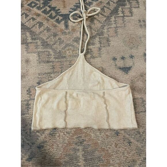 Urban outfitters cream cropped halter top size M - Picture 2 of 6